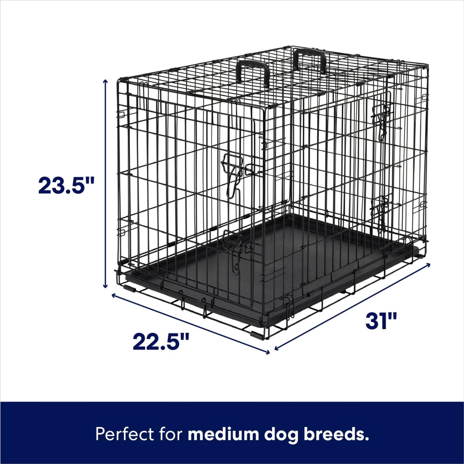 Frisco Heavy Duty Fold & Carry Double Door Collapsible Wire Dog Crate 2 Frisco Heavy Duty Fold & Carry Double Door Collapsible Wire Dog Crate - Image 2