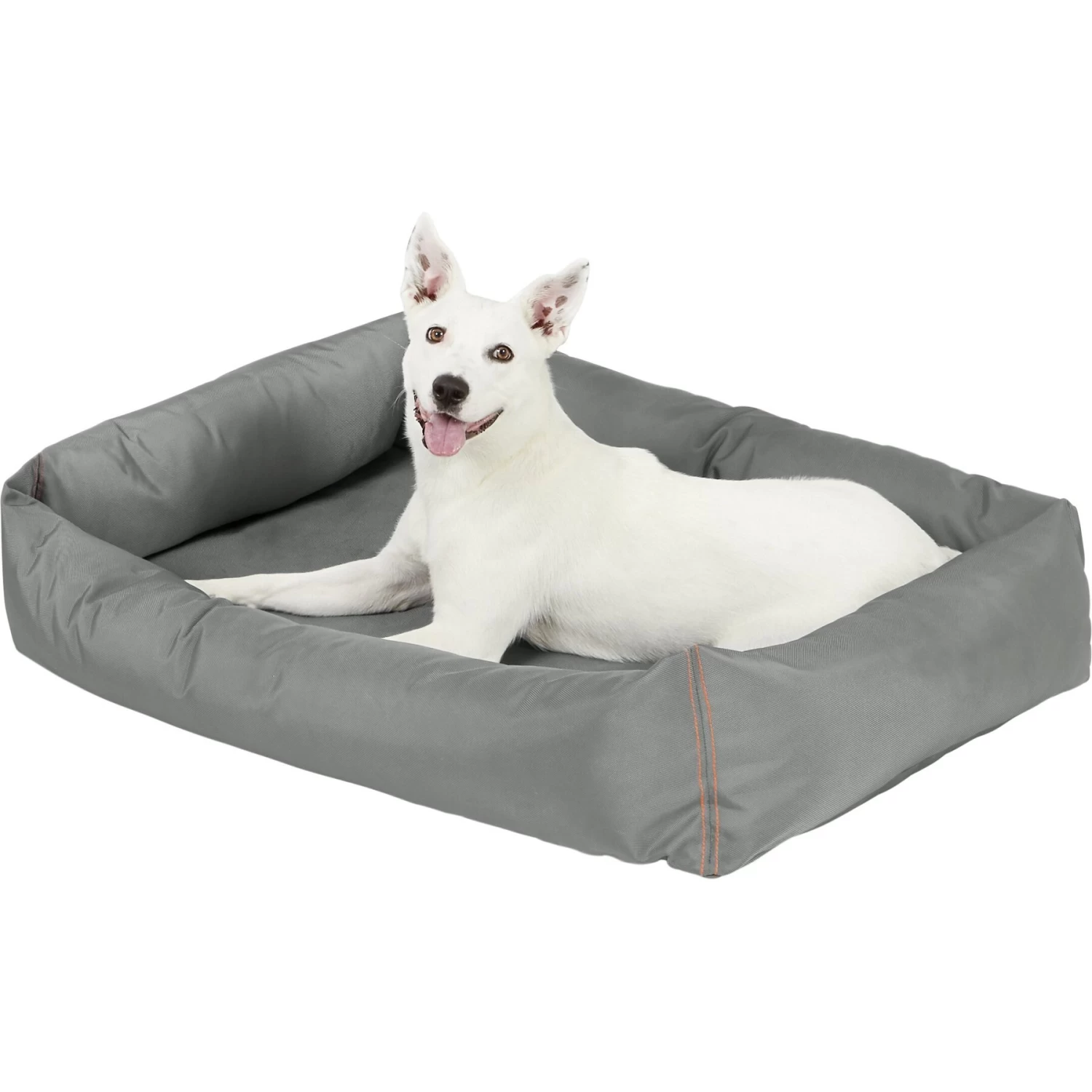 Frisco Rectangular Bolster Dog Bed W/Removable Cover, Dark Gray 4 Frisco Rectangular Bolster Dog Bed W/Removable Cover, Dark Gray - Image 4