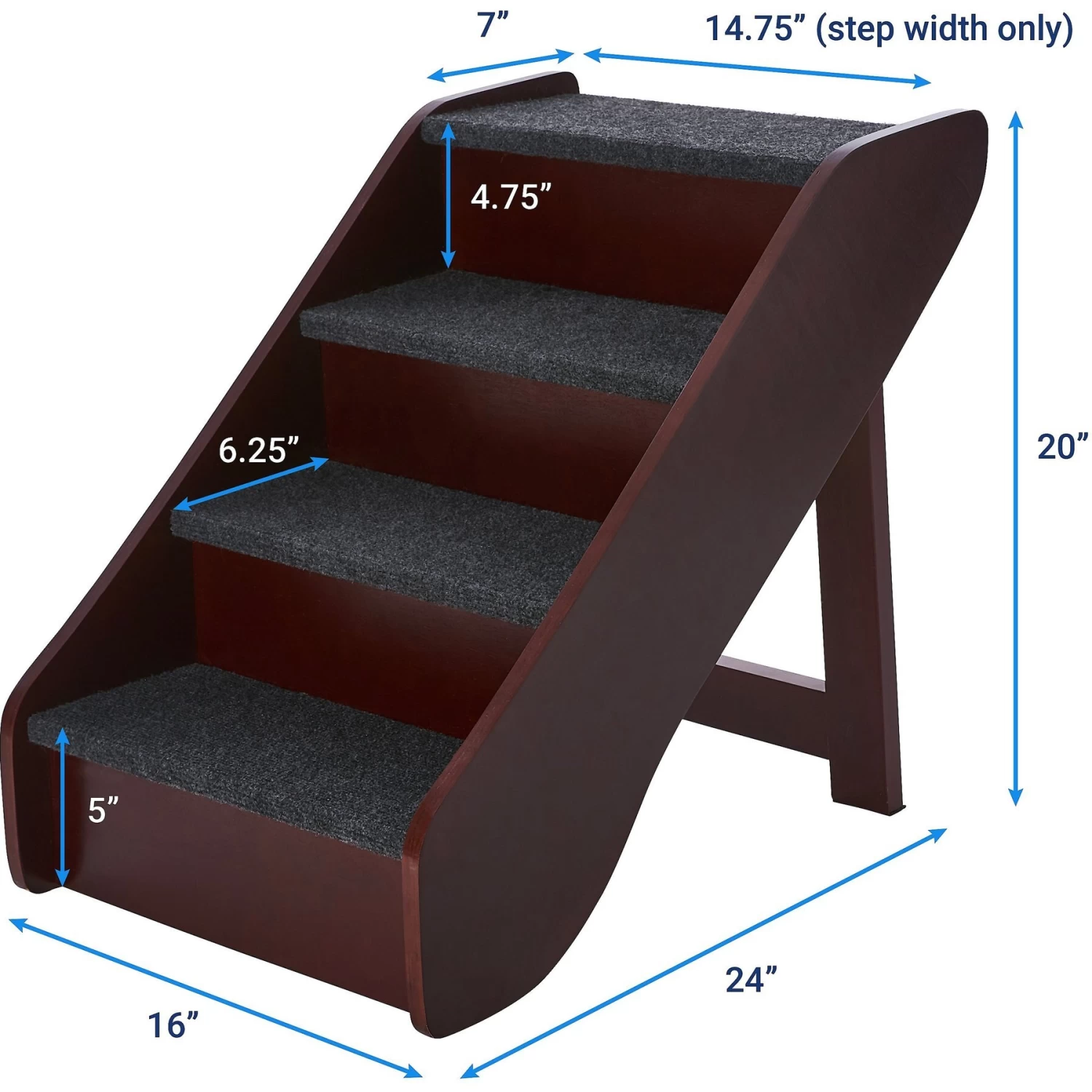 Frisco Deluxe Foldable Wooden Carpeted Cat & Dog Stairs 3 Frisco Deluxe Foldable Wooden Carpeted Cat & Dog Stairs - Image 3