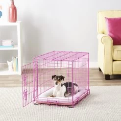 Frisco Fold & Carry Single Door Collapsible Wire Dog Crate, Pink -Frisco 160806 PT6. AC SS1800 V1561066044