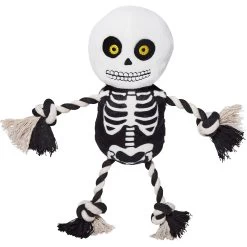 Frisco Halloween Skeleton Plush With Rope Squeaky Dog Toy