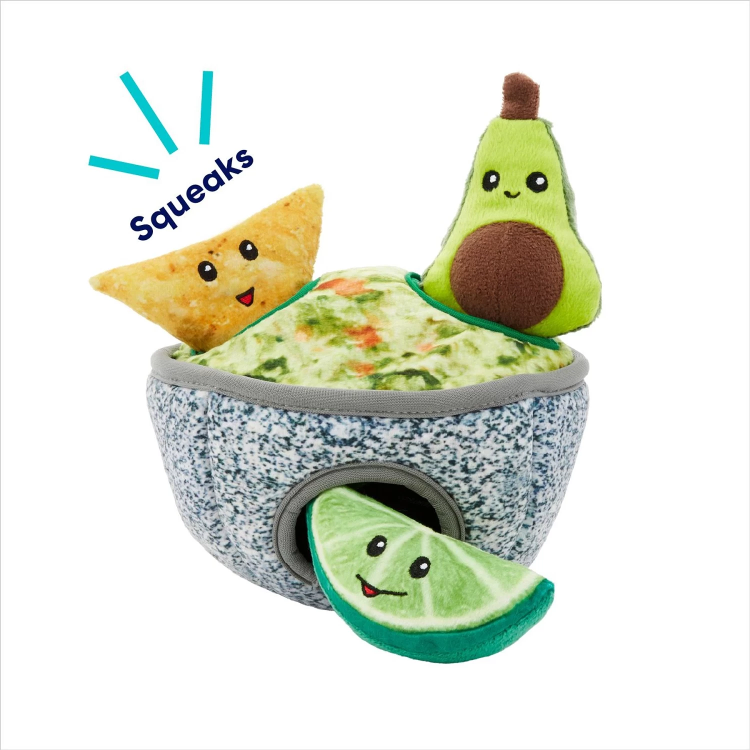 Frisco Guacamole Hide & Seek Puzzle Plush Squeaky Dog Toy 4 Frisco Guacamole Hide & Seek Puzzle Plush Squeaky Dog Toy - Image 4