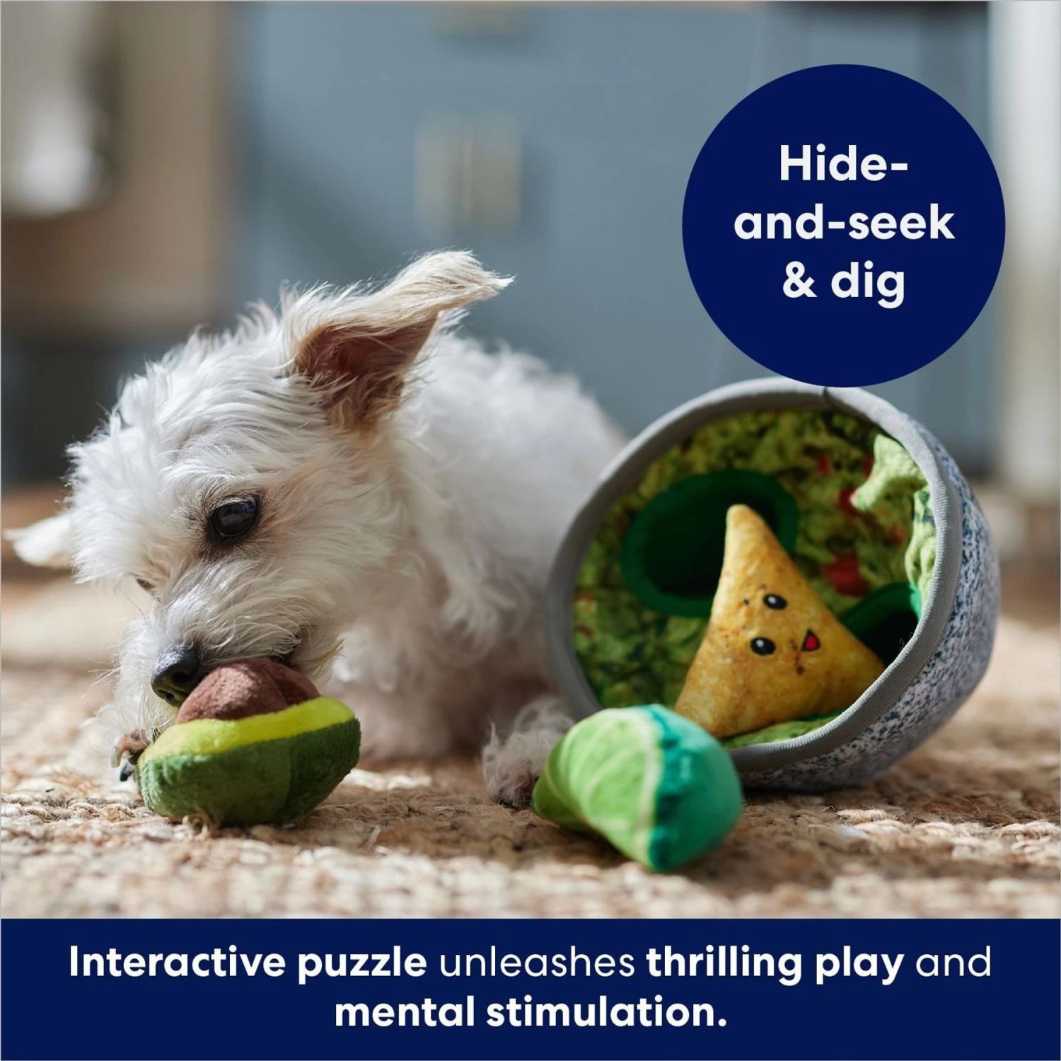 Frisco Guacamole Hide & Seek Puzzle Plush Squeaky Dog Toy 6 Frisco Guacamole Hide & Seek Puzzle Plush Squeaky Dog Toy - Image 6