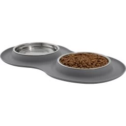 Frisco Double Stainless Steel Pet Bowl With Silicone Mat 10 Frisco Double Stainless Steel Pet Bowl With Silicone Mat -Frisco 215986 PT2. AC SS1800 V1591020064