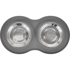 Frisco Double Stainless Steel Pet Bowl With Silicone Mat 11 Frisco Double Stainless Steel Pet Bowl With Silicone Mat -Frisco 215986 PT3. AC SS1800 V1591020066