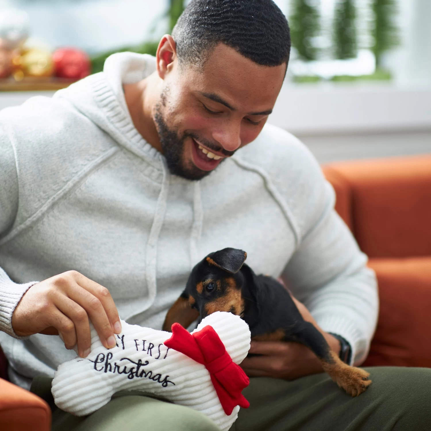 Frisco Holiday My First Christmas Bone Plush Squeaky Dog Toy 3 Frisco Holiday My First Christmas Bone Plush Squeaky Dog Toy - Image 3