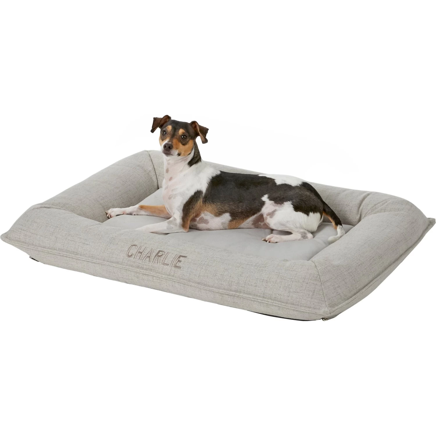 Frisco Orthopedic Personalized Bolster Dog Bed W/Removable Cover, Light Gray 2 Frisco Orthopedic Personalized Bolster Dog Bed W/Removable Cover, Light Gray - Image 2