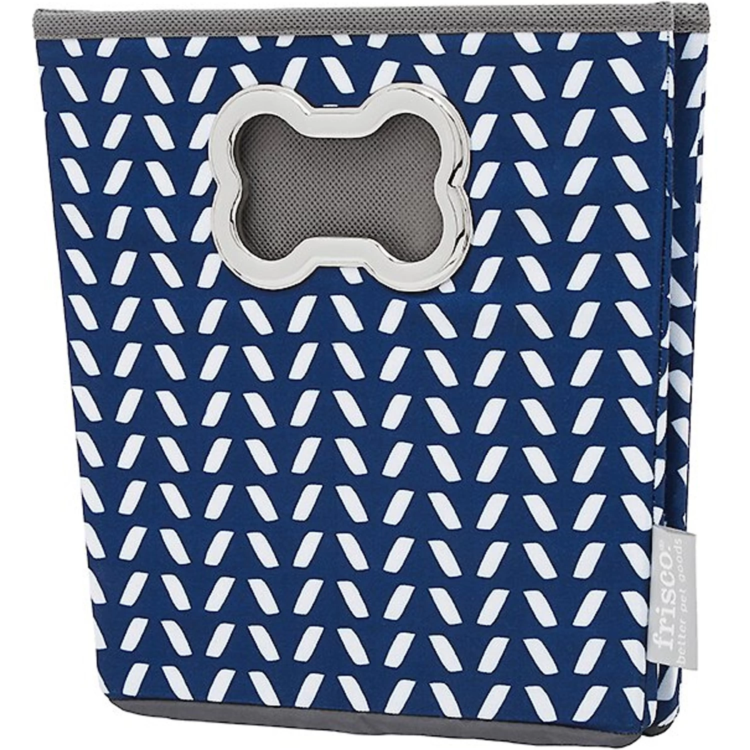 Frisco Rectangle Collapsible Pet Toy Storage Bin, Navy Herringbone 2 Frisco Rectangle Collapsible Pet Toy Storage Bin, Navy Herringbone - Image 2