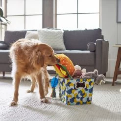 Frisco Rectangle Collapsible Pet Toy Storage Bin, Yellow Geometric -Frisco 250578 PT3. AC SS1800 V1615572198