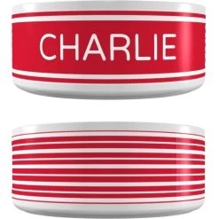 Frisco Preppy Stripes Ceramic Personalized Dog & Cat Bowl