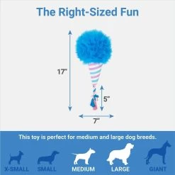 Frisco Baseball Cotton Candy Plush With Rope Squeaky Dog Toy -Frisco 252750 PT1. AC SS1800 V1642187489