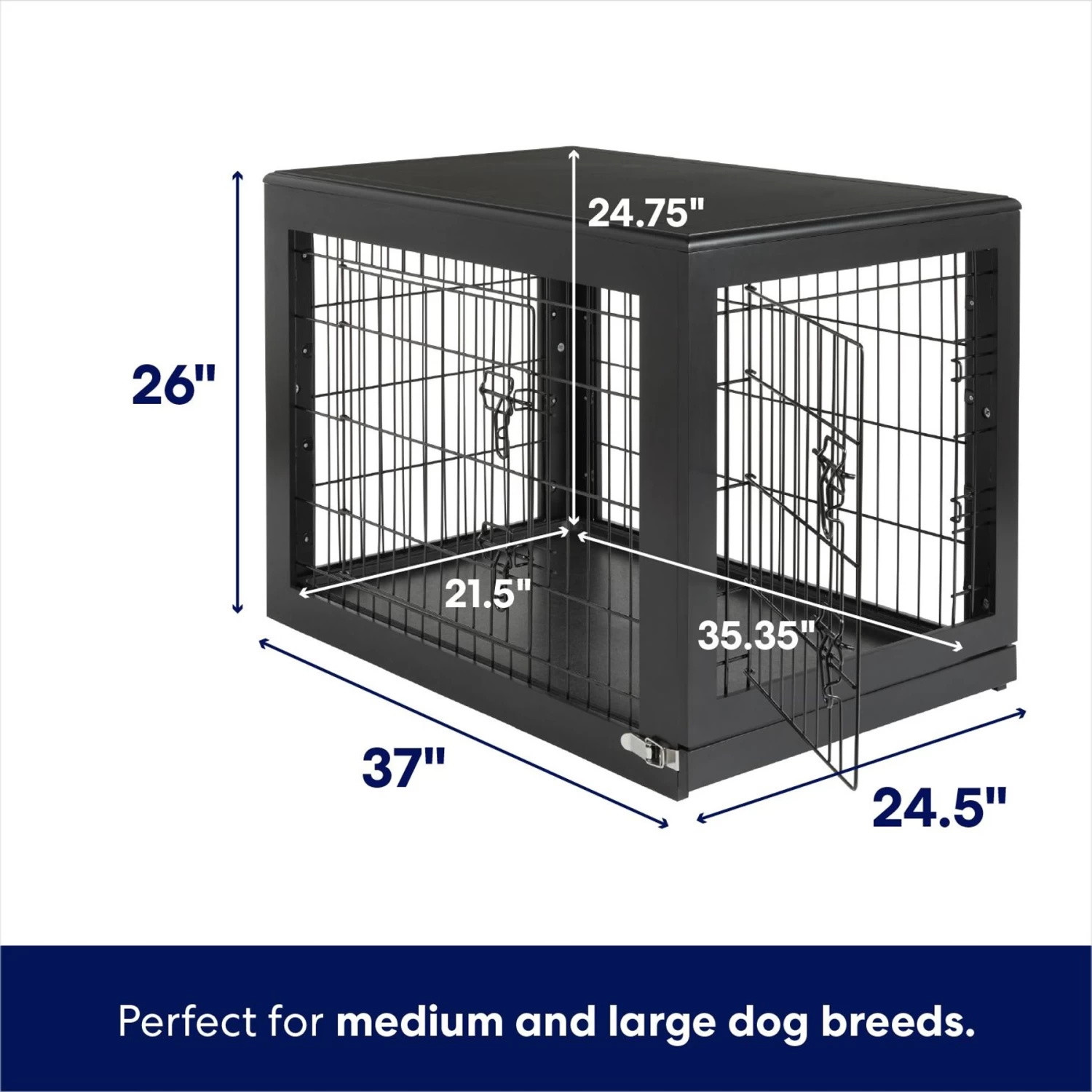Frisco Double Door Furniture Style Dog Crate, Black 2 Frisco Double Door Furniture Style Dog Crate, Black - Image 2