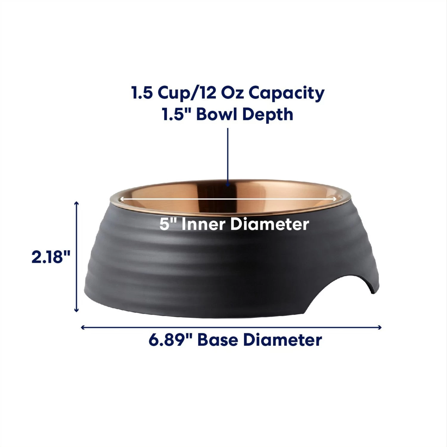 Frisco Matte Black Design Light Copper Stainless Steel Dog & Cat Bowl 2 Frisco Matte Black Design Light Copper Stainless Steel Dog & Cat Bowl - Image 2