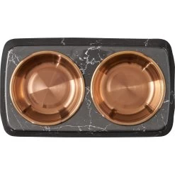 Frisco Copper Stainless Steel Double Dog & Cat Bowls With Black Marble Stand -Frisco 253058 PT4. AC SS1800 V1616595761