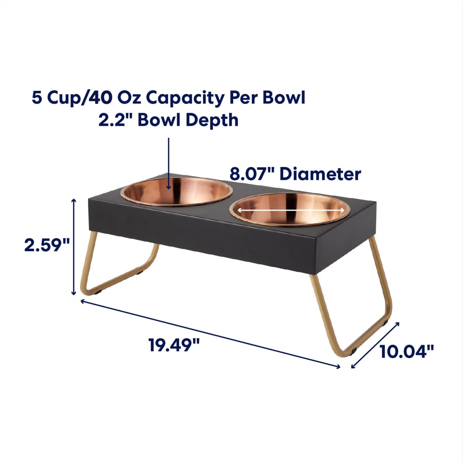 Frisco Copper Stainless Steel Elevated Foldable Double Dog & Cat Bowls 2 Frisco Copper Stainless Steel Elevated Foldable Double Dog & Cat Bowls - Image 2