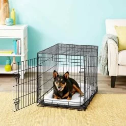 Frisco Heavy Duty Fold & Carry Single Door Collapsible Wire Dog Crate & Frisco Quilted Dog Crate Mat -Frisco 255551 PT2. AC SS1800 V1604096511