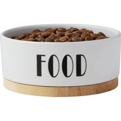 Frisco Ceramic Food Dog & Cat Bowl With Wood Base -Frisco 256043 PT4. AC SS1800 V1615311744