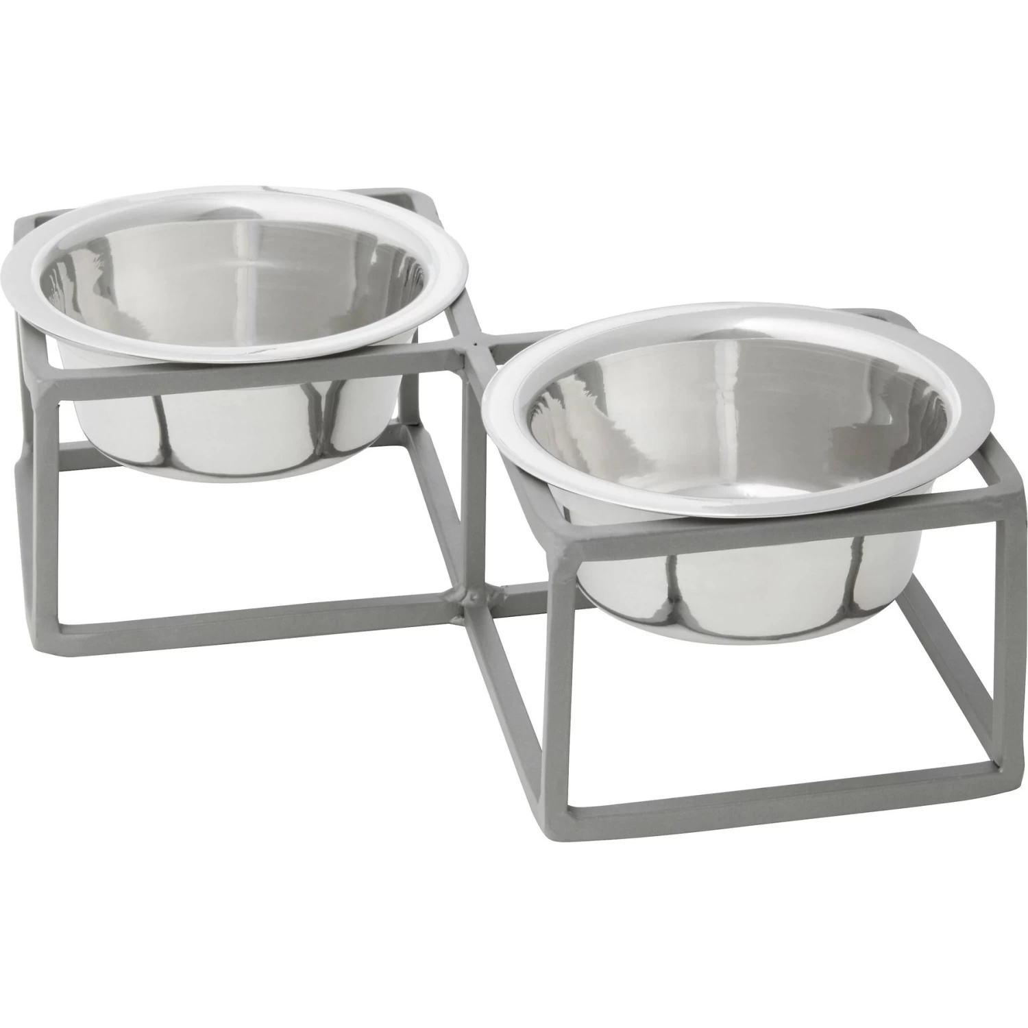 Frisco Elevated Diamond Stainless Steel Double Diner Dog & Cat Bowl 3 Frisco Elevated Diamond Stainless Steel Double Diner Dog & Cat Bowl - Image 3