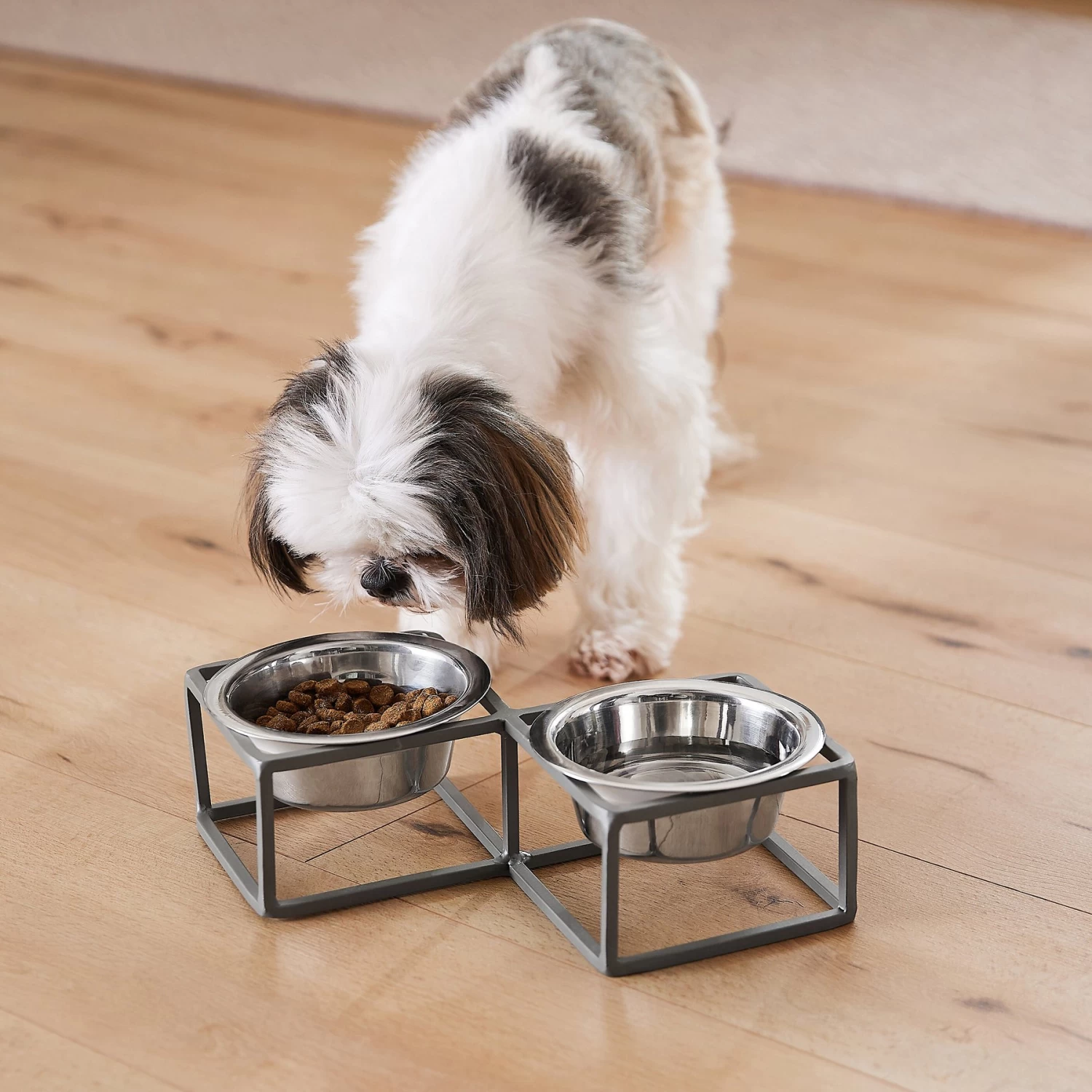 Frisco Elevated Diamond Stainless Steel Double Diner Dog & Cat Bowl 7 Frisco Elevated Diamond Stainless Steel Double Diner Dog & Cat Bowl - Image 7