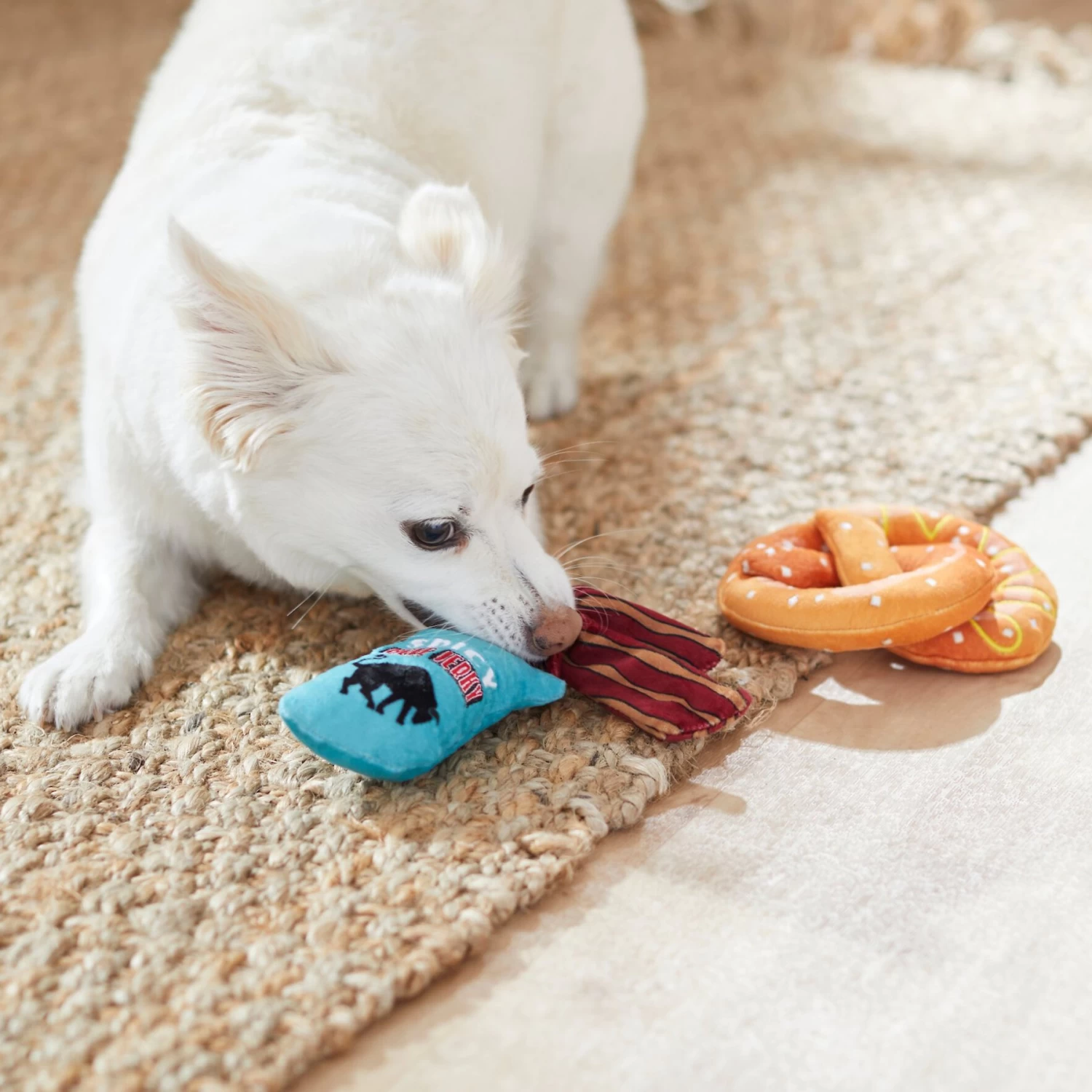 Frisco Road Trip Jerky & Pretzel Plush Squeaky Dog Toy, 2 Count 3 Frisco Road Trip Jerky & Pretzel Plush Squeaky Dog Toy, 2 Count - Image 3