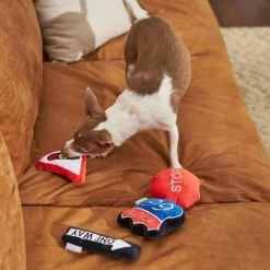Frisco Road Trip Traffic Signs Plush Squeaky Dog Toy, 4 Count -Frisco 262016 PT3. AC SS1800 V1618598528