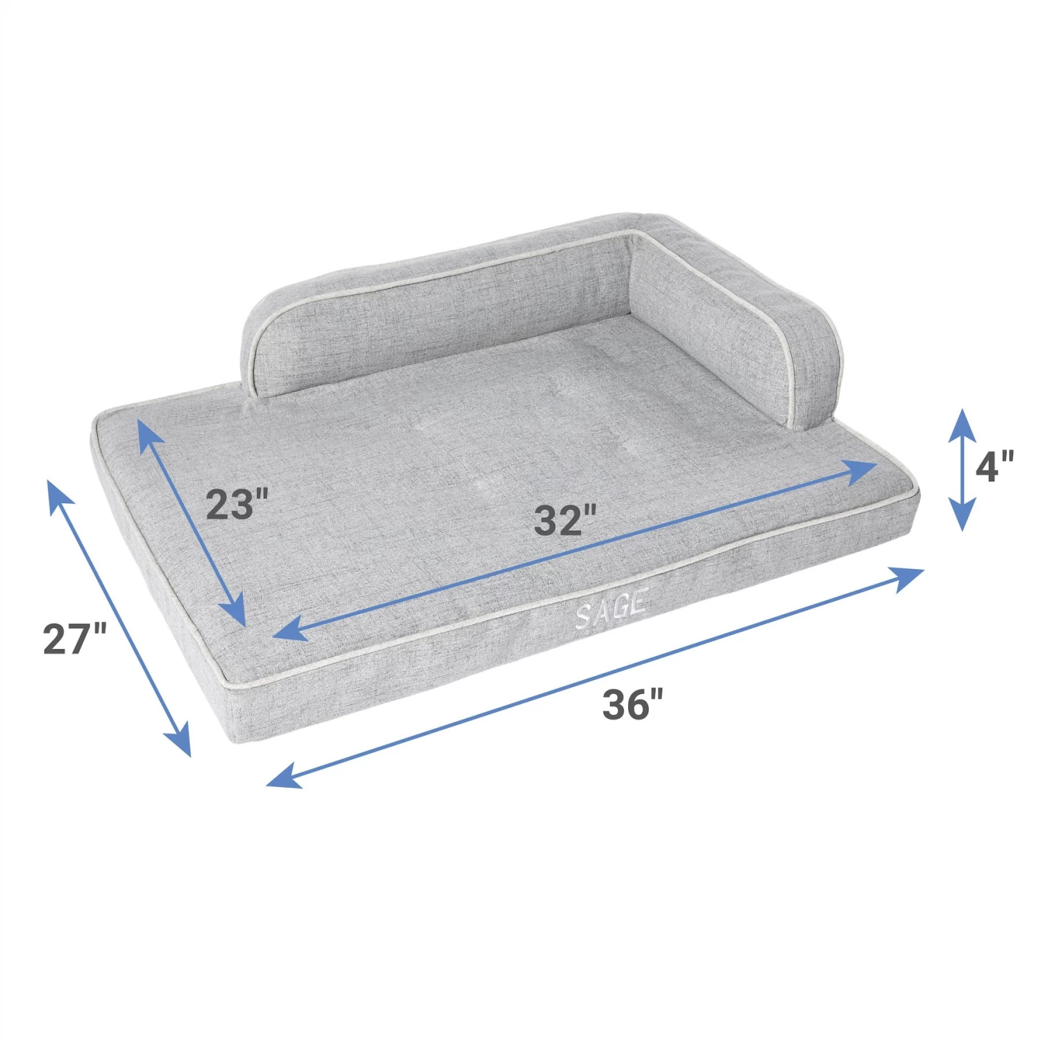 Frisco Faux Linen Corner Personalized Bolster Dog Bed W/Removable Cover, Harbour Blue, L 2 Frisco Faux Linen Corner Personalized Bolster Dog Bed W/Removable Cover, Harbour Blue, L - Image 2