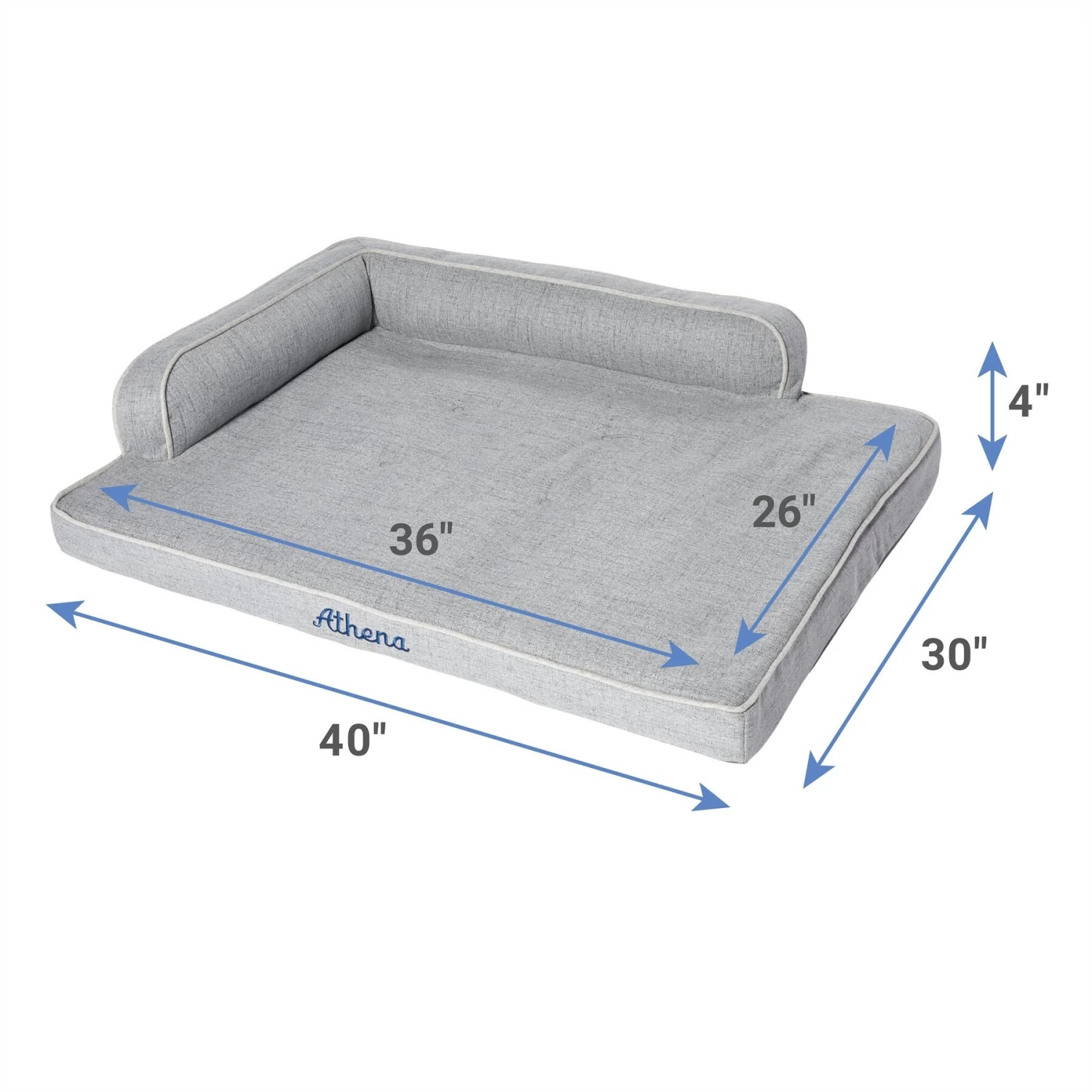 Frisco Faux Linen Corner Personalized Bolster Dog Bed W/Removable Cover, Harbour Blue, XL 2 Frisco Faux Linen Corner Personalized Bolster Dog Bed W/Removable Cover, Harbour Blue, XL - Image 2