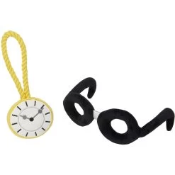 Frisco Magic Pocket Watch & Glasses Plush Squeaky Dog Toy, 2 Count