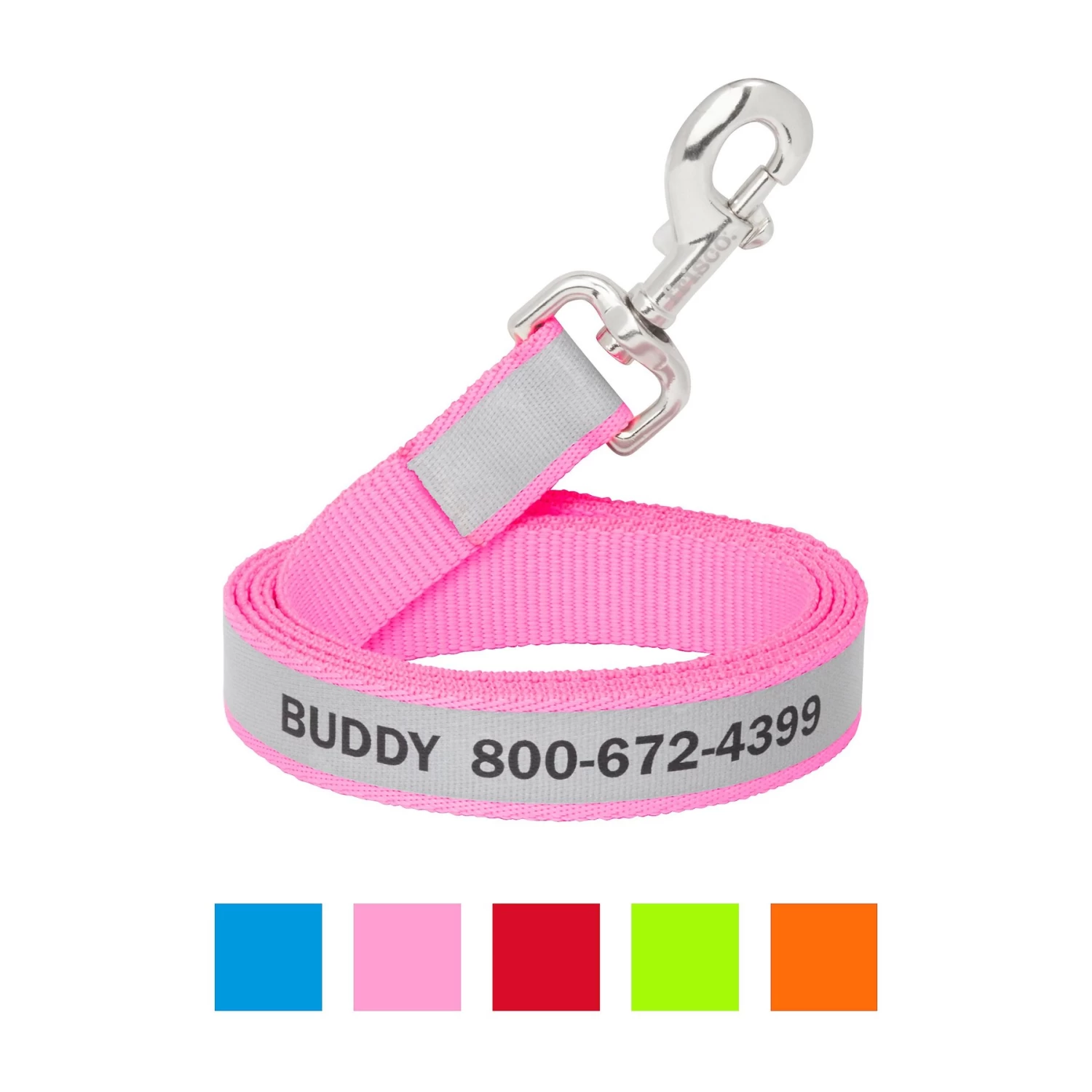 Frisco Solid Polyester Personalized Reflective Dog Leash 1 Frisco Solid Polyester Personalized Reflective Dog Leash