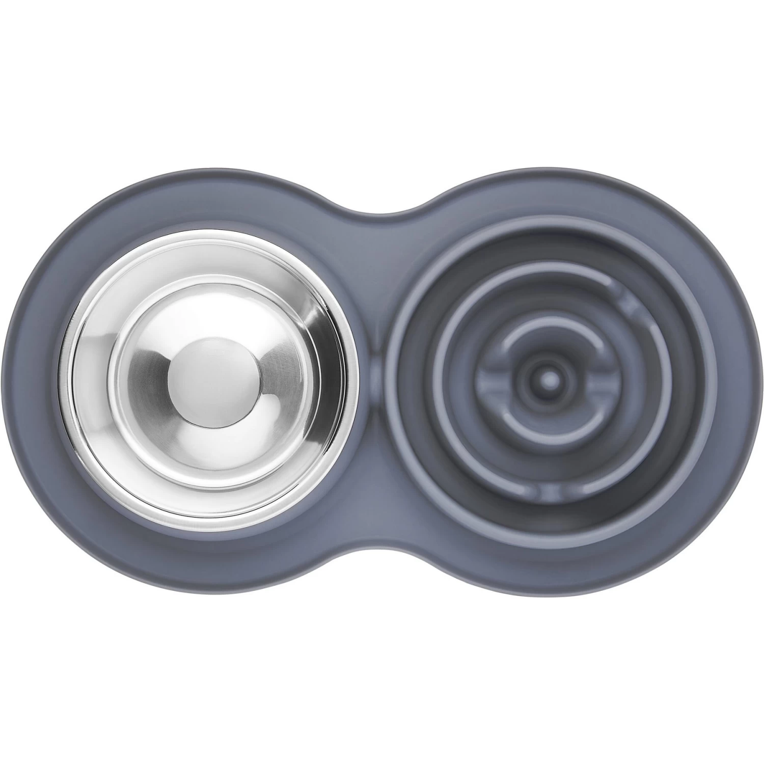 Frisco Silicone Stainless Steel Double Diner Slow Feeder Dog & Cat Bowl, Grey, 3 Cup 4 Frisco Silicone Stainless Steel Double Diner Slow Feeder Dog & Cat Bowl, Grey, 3 Cup - Image 4