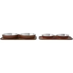 Frisco Silicone Stainless Steel Double Diner Dog & Cat Bowl, Brown -Frisco 277551 PT5. AC SS1800 V1627936139