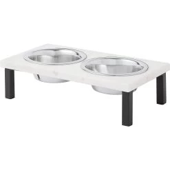 Frisco Marble Elevated Stainless Steel Double Diner Dog & Cat Bowls