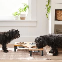 Frisco Multi Pet Feeding Corner Wood 3-Bowls Stainless Steel Dog & Cat Bowl -Frisco 277573 PT2. AC SS1800 V1630346615