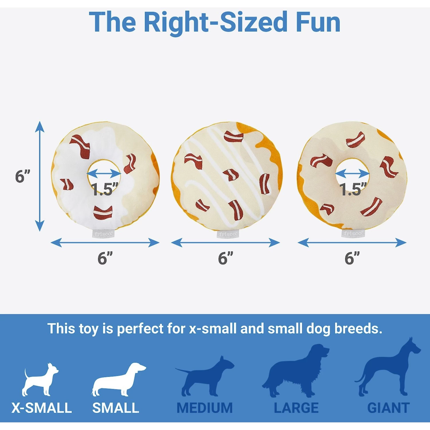 Frisco Fall Maple Bacon Donuts Plush Squeaky Dog Toy, 3 Count 3 Frisco Fall Maple Bacon Donuts Plush Squeaky Dog Toy, 3 Count - Image 3