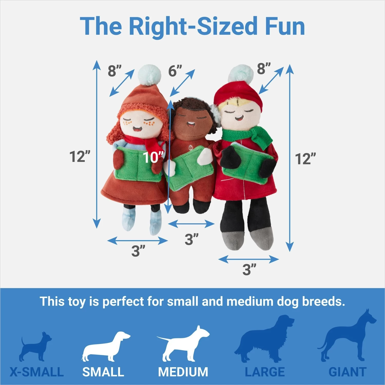 Frisco Holiday Carolers Plush Squeaky Dog Toy, 3 Count 2 Frisco Holiday Carolers Plush Squeaky Dog Toy, 3 Count - Image 2