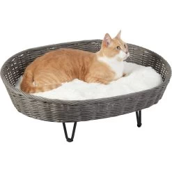 Frisco Elevated Rectangle Wicker Dog & Cat Bed With Eyelash Faux Fur Cushion 7 Frisco Elevated Rectangle Wicker Dog & Cat Bed With Eyelash Faux Fur Cushion -Frisco 296679 PT2. AC SS1800 V1633727726