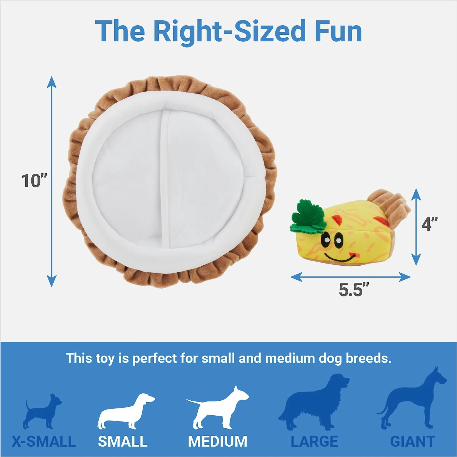 Frisco Brunch Quiche 2-in-1 Plush Squeaky Dog Toy 2 Frisco Brunch Quiche 2-in-1 Plush Squeaky Dog Toy - Image 2