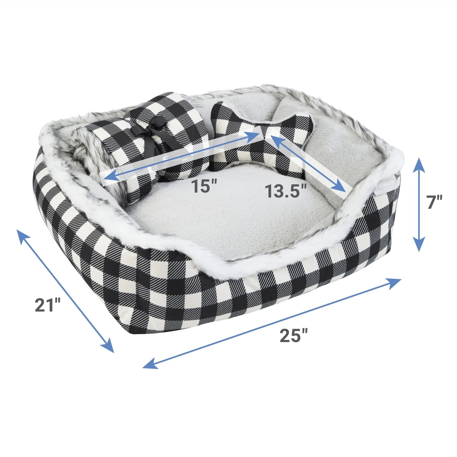 Frisco Buffalo Check Cuddler Pet Bed & Gift Set, Black & White 2 Frisco Buffalo Check Cuddler Pet Bed & Gift Set, Black & White - Image 2