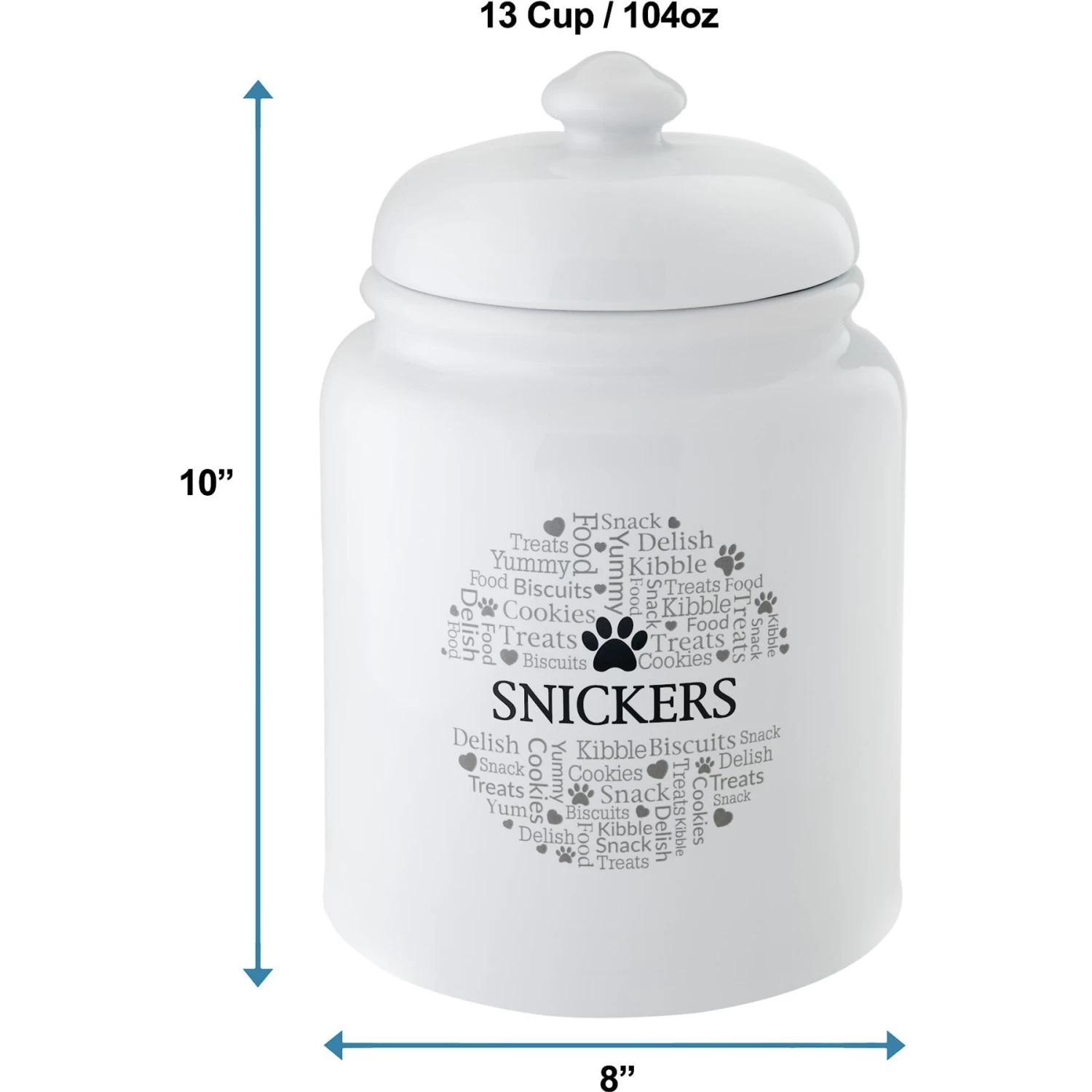 Frisco Ceramic Paw Personalized Treat Jar, 13 Cup, 104oz 2 Frisco Ceramic Paw Personalized Treat Jar, 13 Cup, 104oz - Image 2