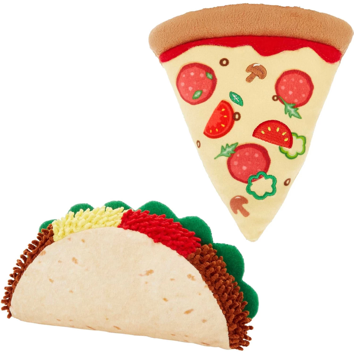Frisco Pizza Slice Plush Squeaky Dog Toy & Frisco Taco Plush Squeaky Dog Toy 1 Frisco Pizza Slice Plush Squeaky Dog Toy & Frisco Taco Plush Squeaky Dog Toy