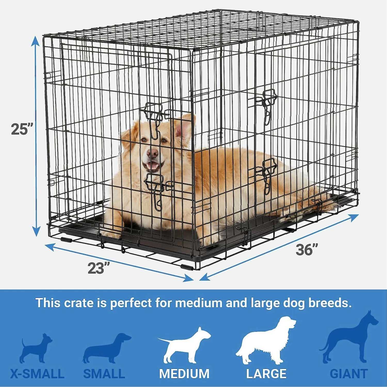 Frisco Fold & Carry Double Door Collapsible Wire Dog Crate & Mat Kit & Frisco Stainless Steel Bowl 3 Frisco Fold & Carry Double Door Collapsible Wire Dog Crate & Mat Kit & Frisco Stainless Steel Bowl - Image 3