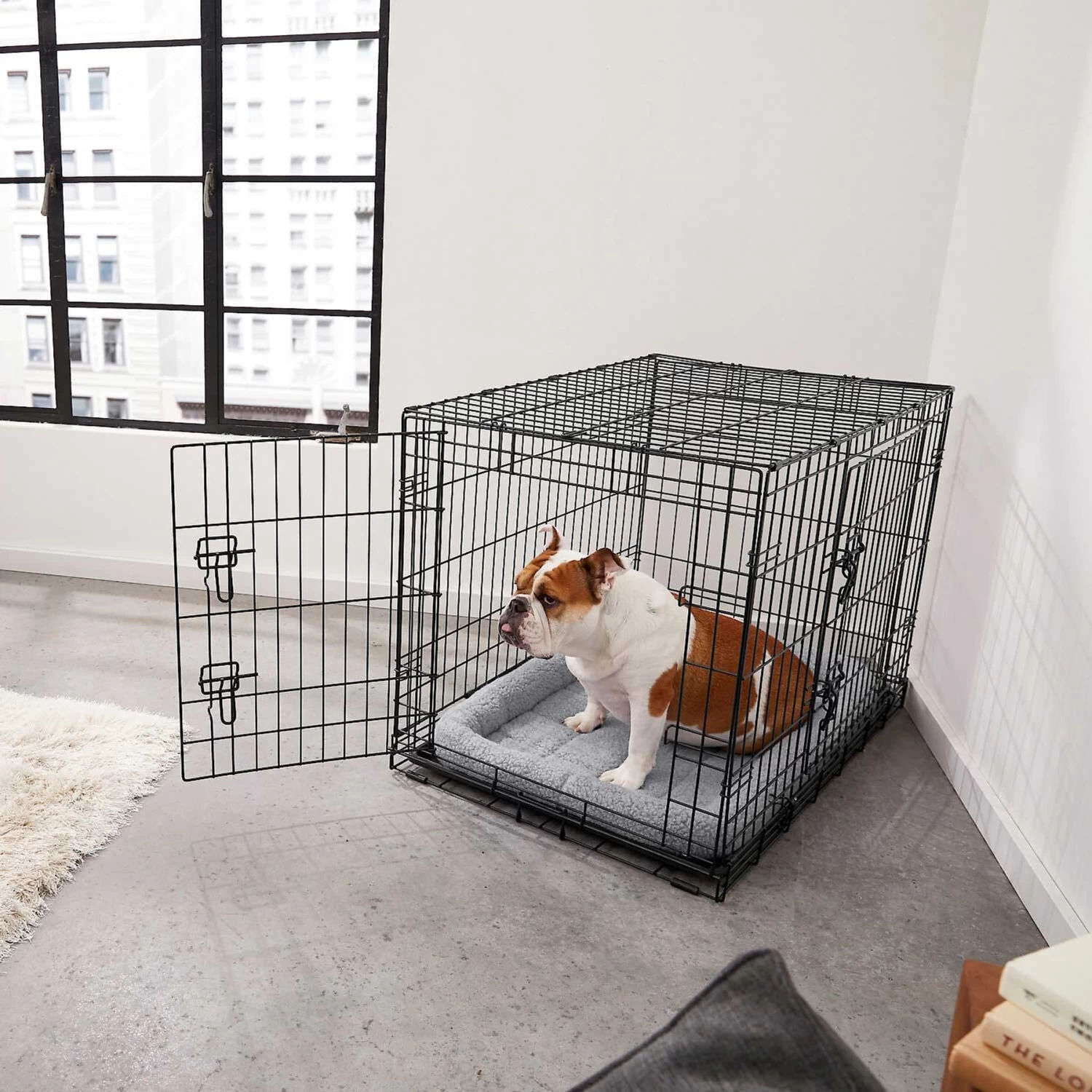 Frisco Fold & Carry Double Door Collapsible Wire Dog Crate & Mat Kit & Frisco Stainless Steel Bowl 5 Frisco Fold & Carry Double Door Collapsible Wire Dog Crate & Mat Kit & Frisco Stainless Steel Bowl - Image 5