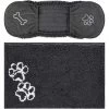 Frisco Microfiber Chenille Shammy Towel & Frisco Microfiber Chenille Paw Print Dog & Cat Mat, Dark Gray