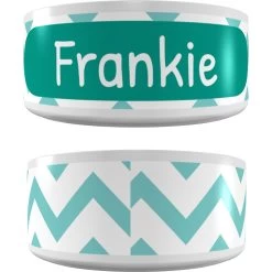 Frisco Personalized Chevron Ceramic Dog & Cat Bowl