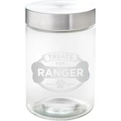 Frisco "Doggie Treats" Glass Personalized Treat Jar With Lid, 5 Cup, 40oz