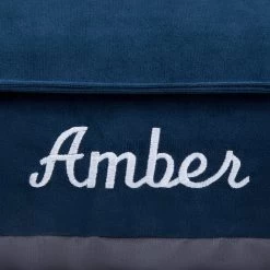 Frisco Personalized Navy Bolstered Bed With Navy Check Bolster, X-Large -Frisco 311768 PT3. AC SS1800 V1630593987