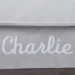 Frisco Personalized Silver Bolstered Bed With Silver Check Bolster -Frisco 311770 PT3. AC SS1800 V1630593995