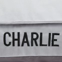 Frisco Personalized Silver Bolstered Bed With Silver Check Bolster -Frisco 311770 PT4. AC SS1800 V1630594018