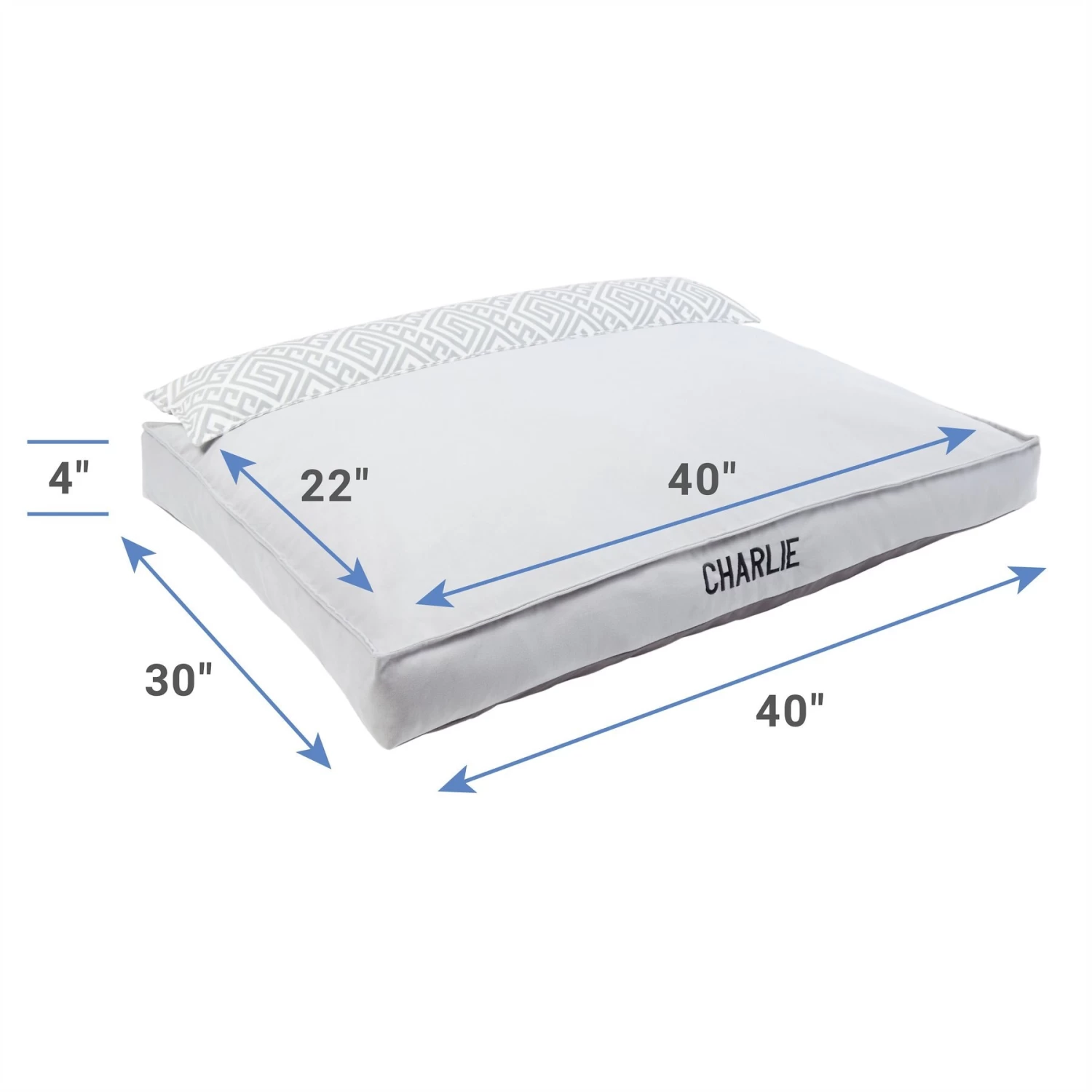 Frisco Personalized Silver Bolstered Bed With Silver Check Bolster, X-Large 2 Frisco Personalized Silver Bolstered Bed With Silver Check Bolster, X-Large - Image 2