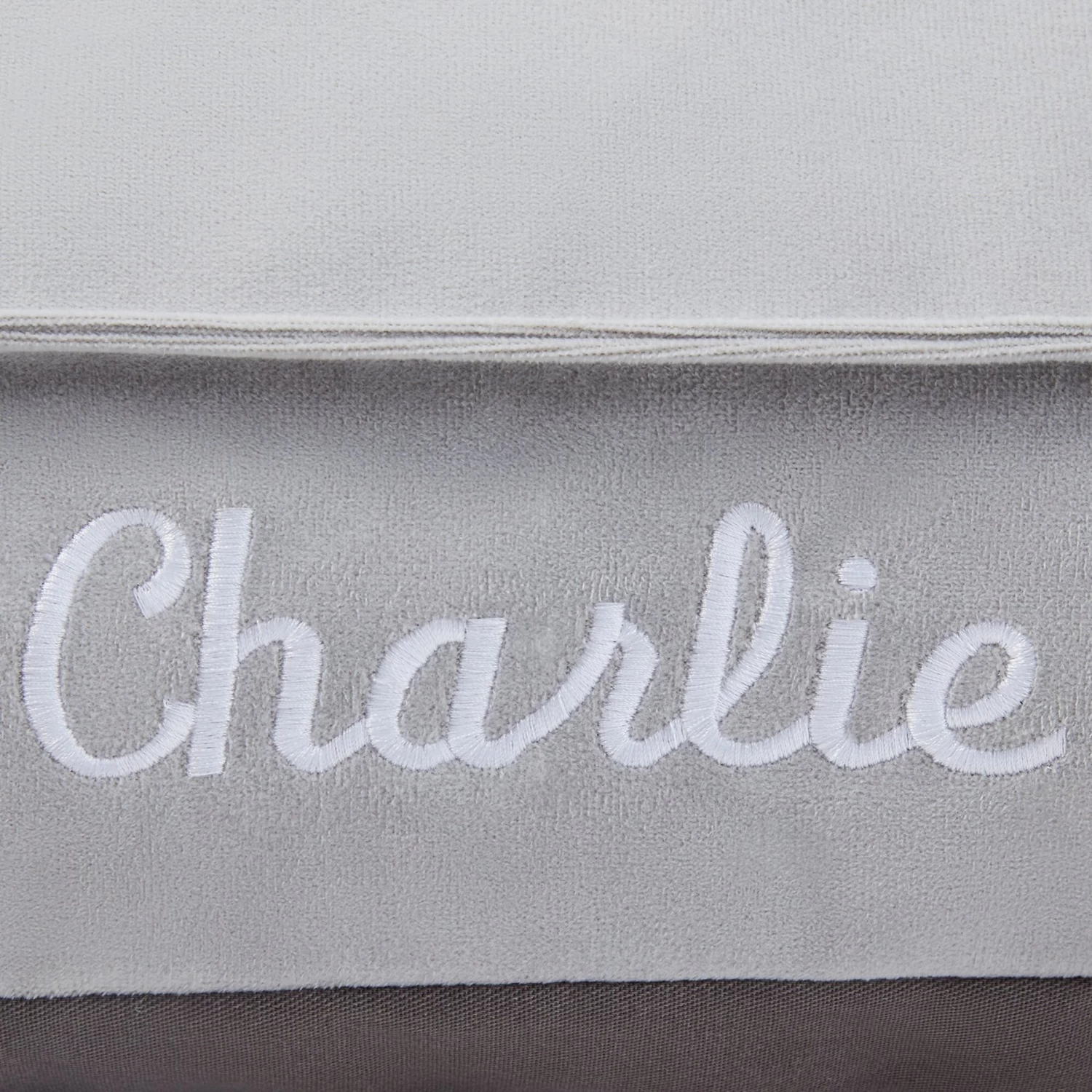 Frisco Personalized Silver Bolstered Bed With Silver Check Bolster, X-Large 3 Frisco Personalized Silver Bolstered Bed With Silver Check Bolster, X-Large - Image 3